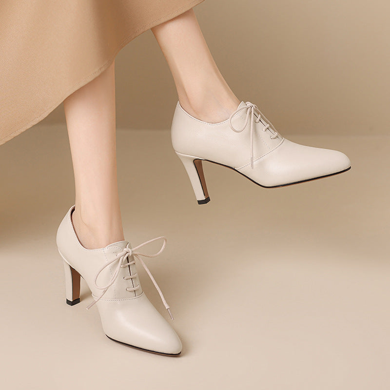 Femme Spitz-tå Snørebånd High-Heel Oxfords Stilla