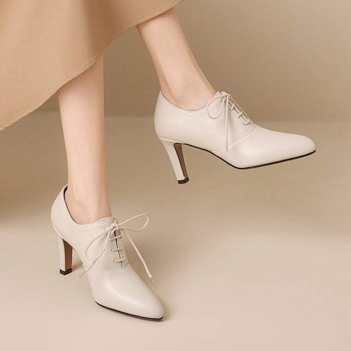 Femme Spitz-tå Snørebånd High-Heel Oxfords Stilla
