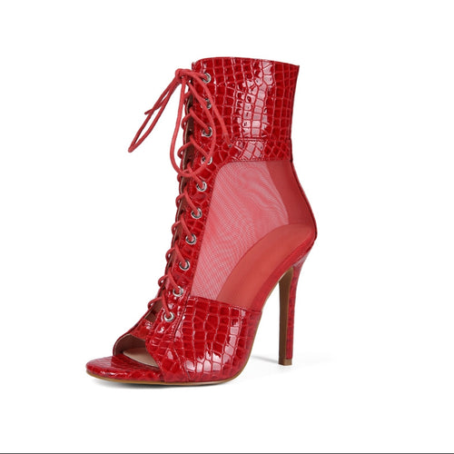 Femme Snørre-Peep-Toe Støvletter Stilla