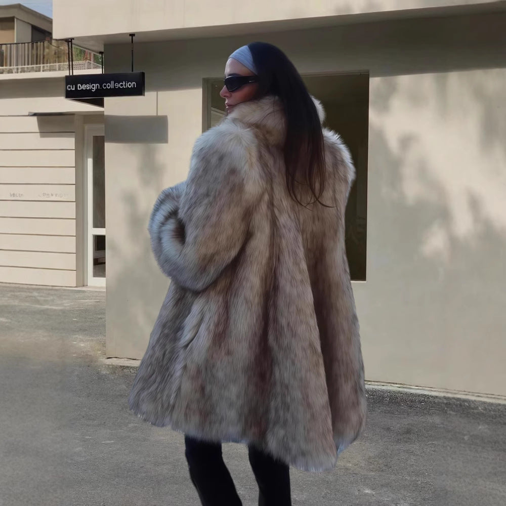 Dame Kunstpels Frakke med oversized snit og elegante detaljer Stilla
