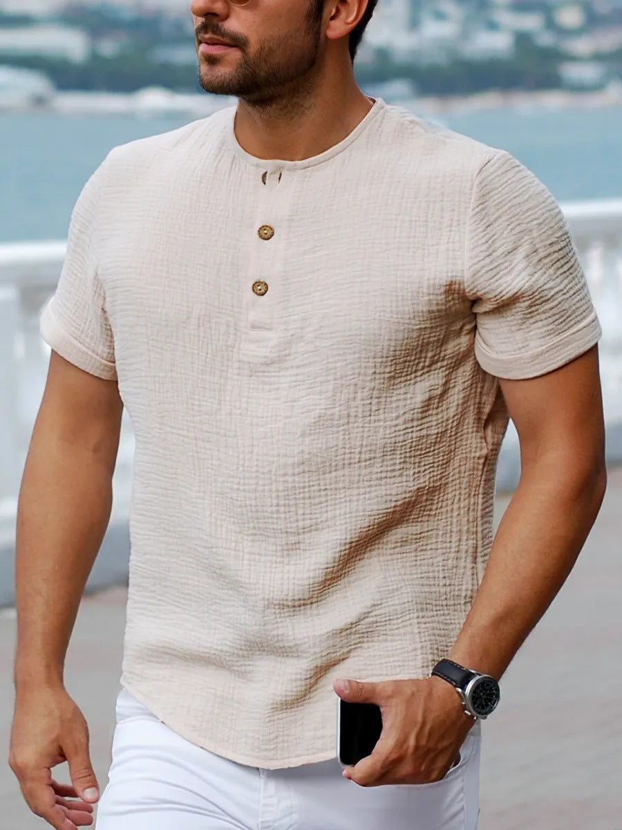 Herren Kortærmet Henley T-Shirt Stilla