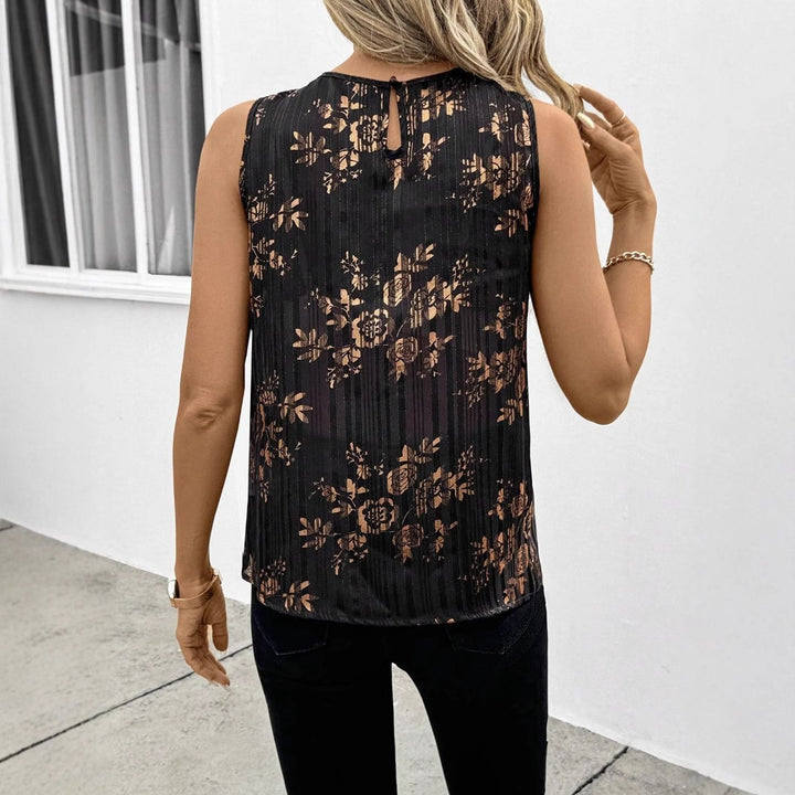 Dame ærmeløs top med blomster transparens-design Stilla