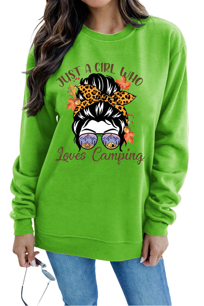 Kvinders sweatshirt med kunstnerisk campingmotiv Stilla