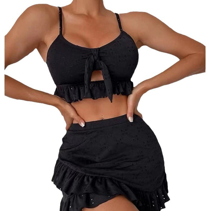 Dame Rynket Crop-Top med trendy Nederdel Skovae