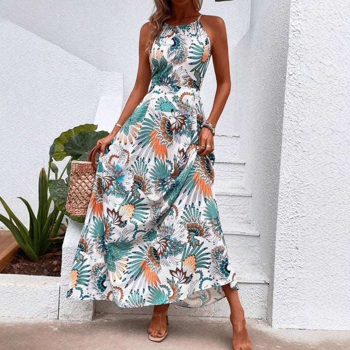 Dame Maxikjole med blomsterdesign og elegant pasform Stilla