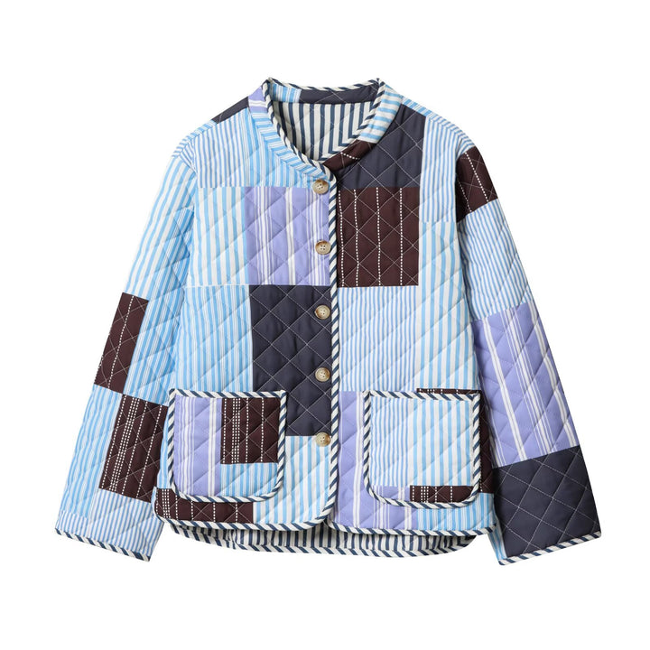 Dame Steppet Jakke i farverigt Patchwork-design Stilla