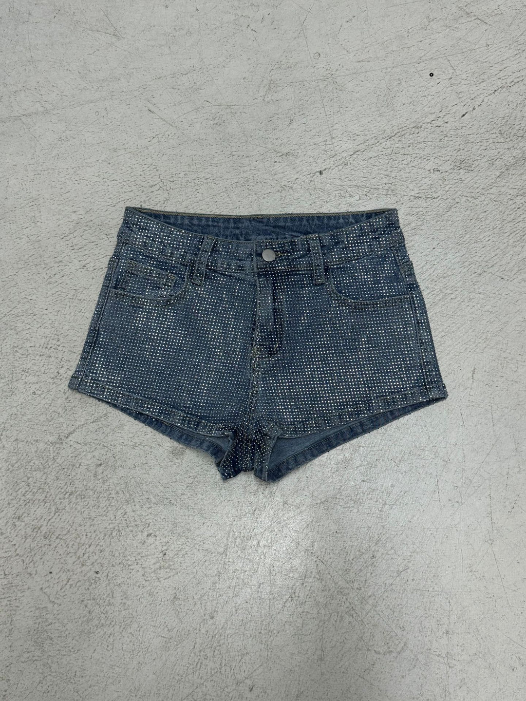 Damer Glitrende Denim-shorts med dekorative rhinsten Skovae