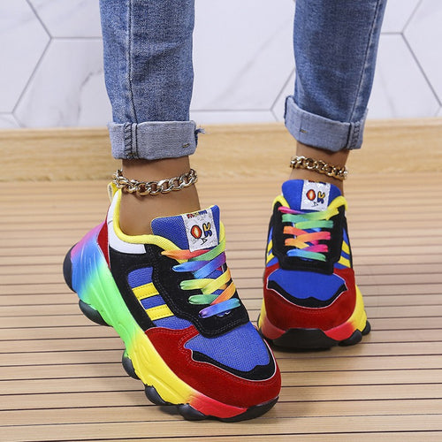 Damer Trendy Chunky-sneakers med flerfarvet overdel og komfortabel indersål Stilla
