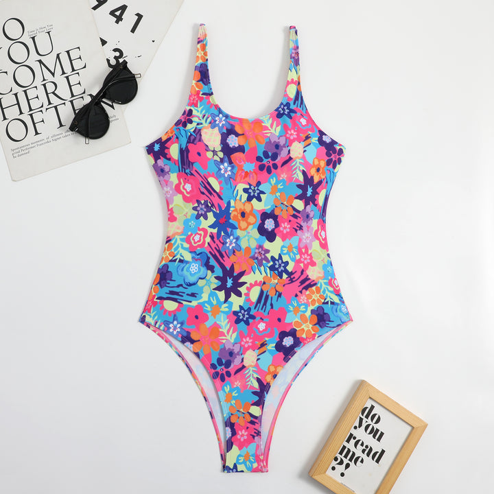 Dame blomster mønster højt skåret enhed badesuit Stilla1750243342
