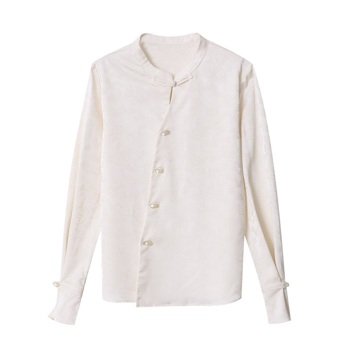 Damer elegant bluse med knapdetaljer og ekstravagant krave Stilla