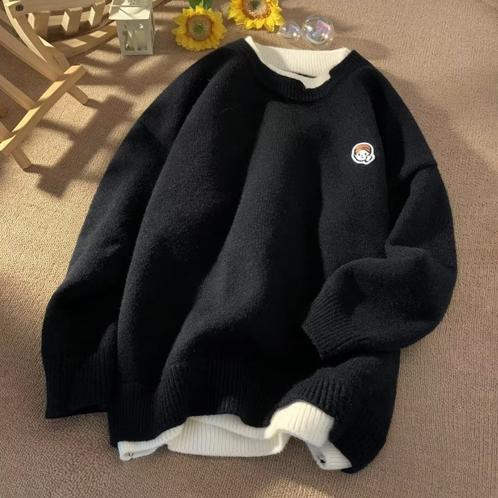 Dame afslappet sweater med specielle kontrastdetaljer Stilla