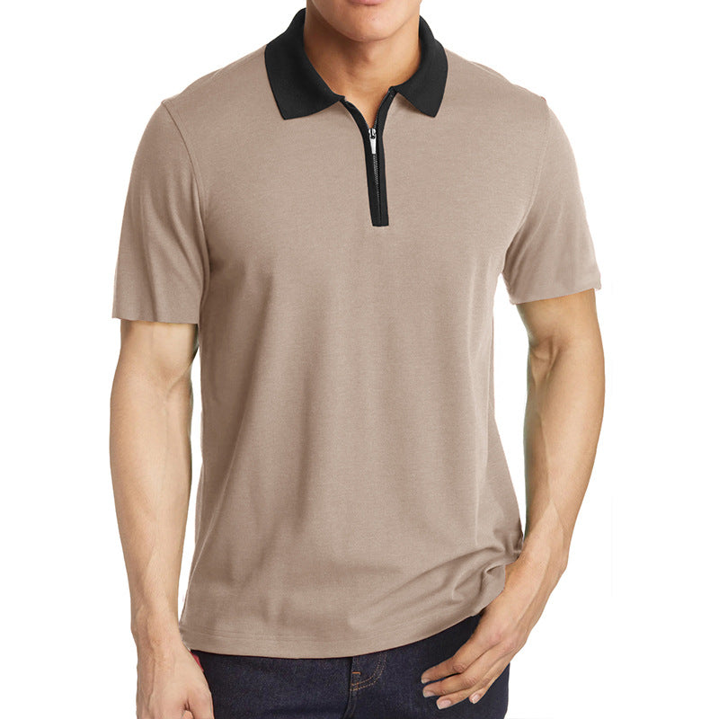 Herrer Kortærmet Poloshirt med Lynlås og Kontrastkrave Stilla