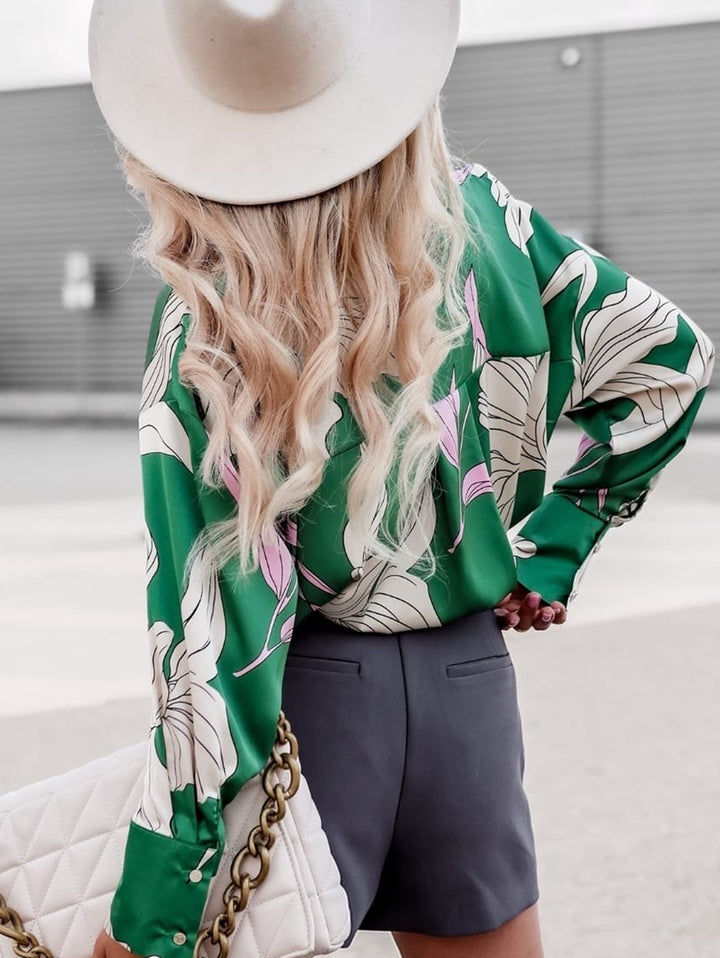 Damebluse med floralsktryk Stilla