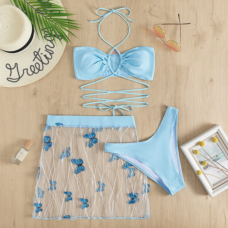 Dame Bikinisæt med blomster mesh-overlay Stilla