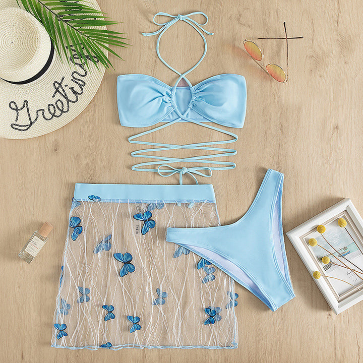 Dame Bikinisæt med blomster mesh-overlay Stilla