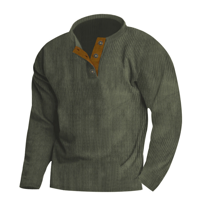 Herre afslappet strikpullover med moderne knapliste og struktureret design Stilla
