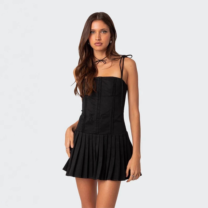 Dame Neckholder Minikjole med plisseret ned cropped top Skovae