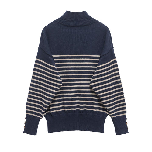 Femme Knap-Down Strikpullover Stilla