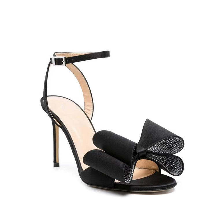 Femme Elegante Åben-Tå Hæl Sandaler med Dekorativ Bue Stilla