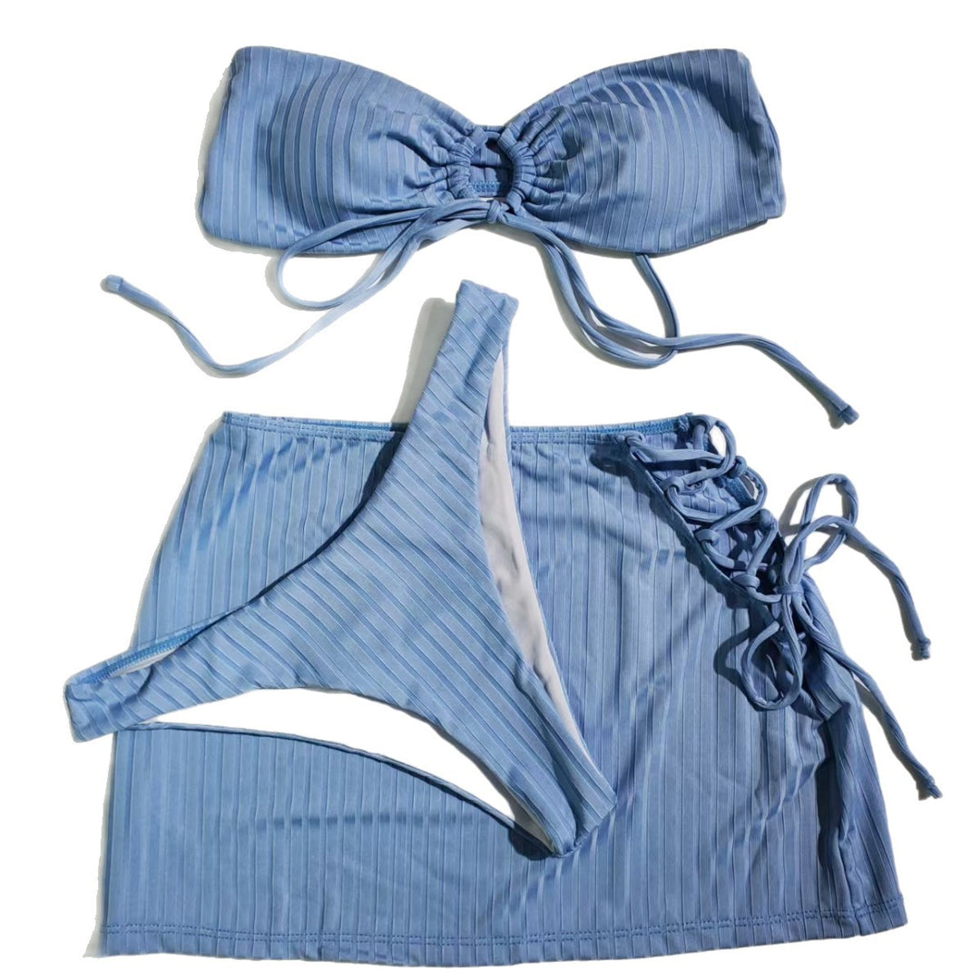 Dame bandeau-bikini med legende knude og sidelignende snore Skovae