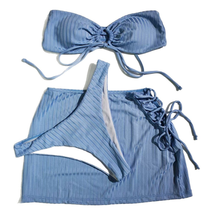 Dame bandeau-bikini med legende knude og sidelignende snore Skovae