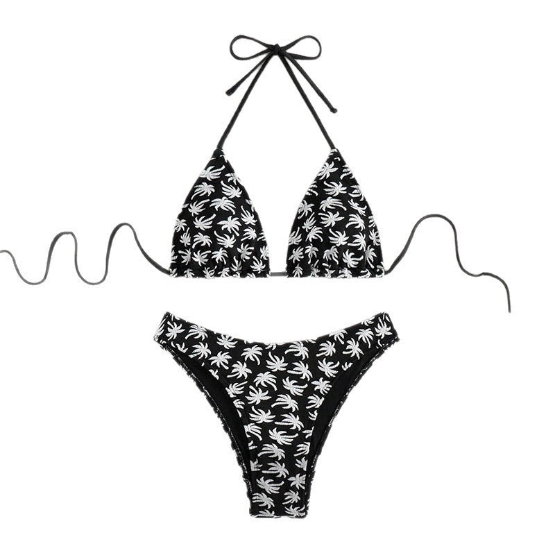 Dame Triangel-Bikini med blomstrede palmetryk Skovae