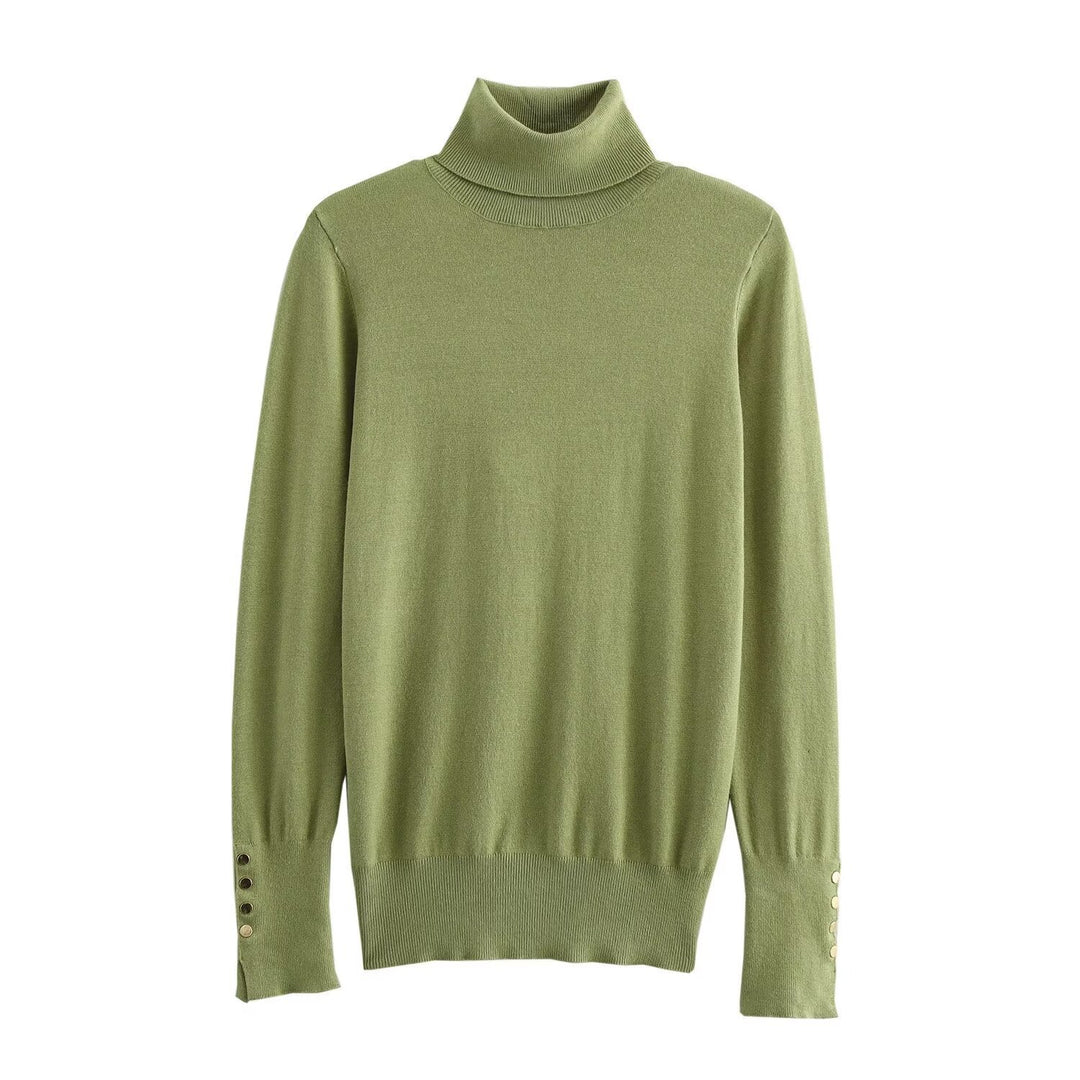 Femme Rullekravepullover med knapdetaljer Stilla
