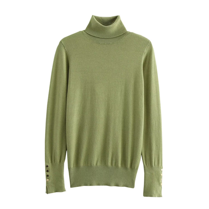 Femme Rullekravepullover med knapdetaljer Stilla