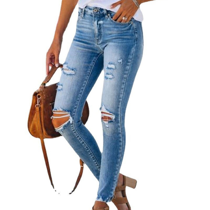 Dame Skinny Jeans med mode Ripped-detaljer og afslappet snit Stilla