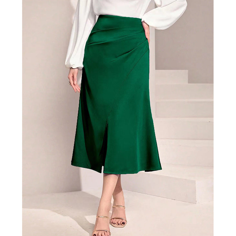 Dame midi nederdel med asymmetrisk snit og elegant slids Skovae