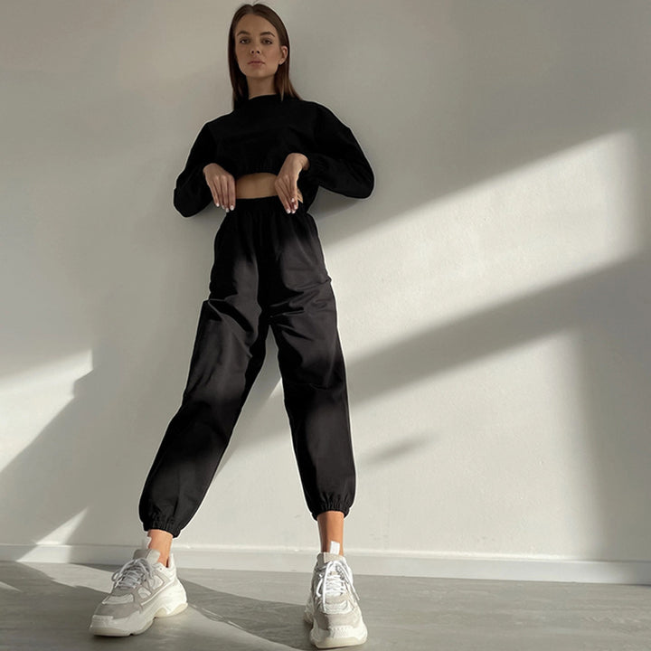 Damer sporty loungewear sæt med løs pasform og elastisk talje Skovae