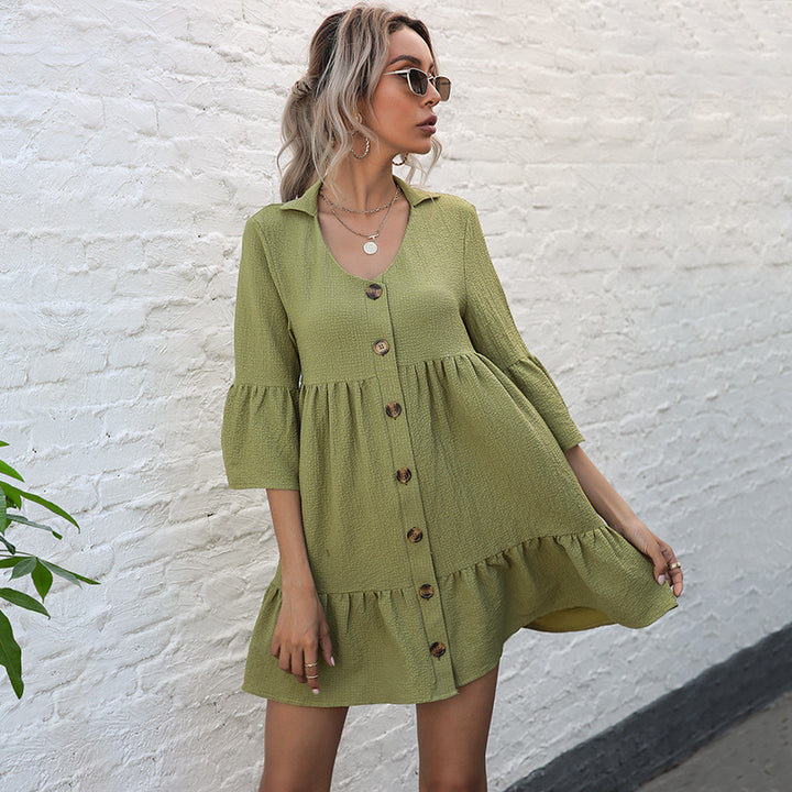 Femme Bohemian Knap-Top A-Linie Kjole Stilla