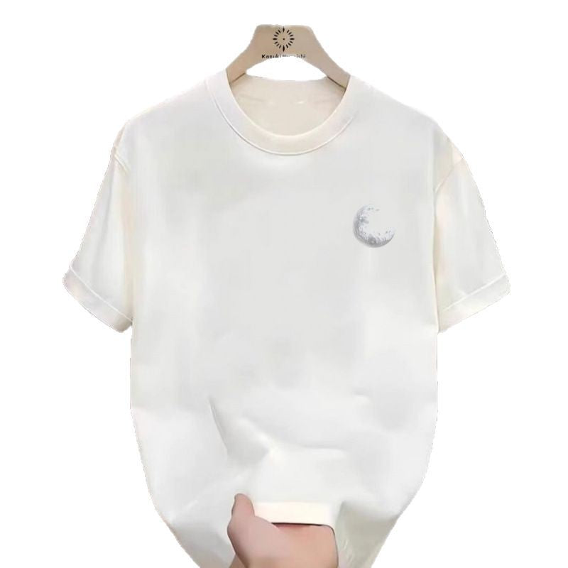 Dame T-shirt med 3D-månemotiv og afslappet snit Stilla