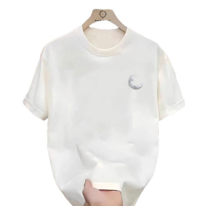 Dame T-shirt med 3D-månemotiv og afslappet snit Stilla