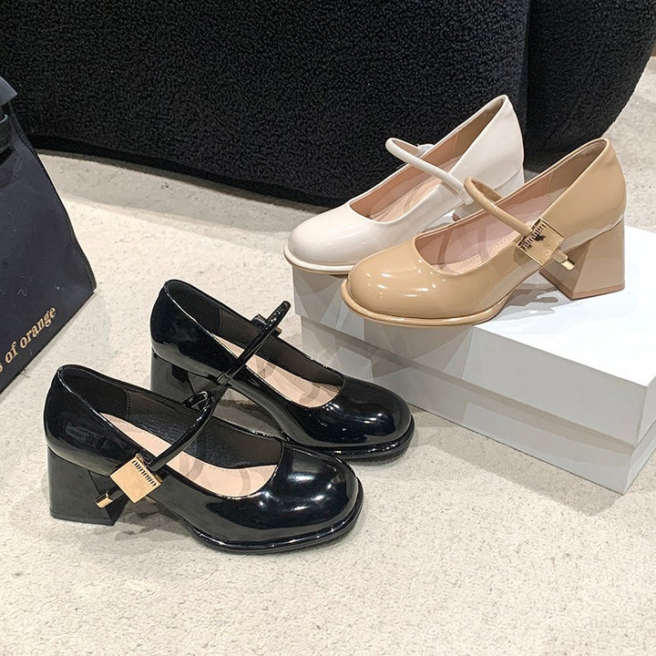 Dame Elegante Mary Jane Pumps med blokhæle og moderne rem Stilla
