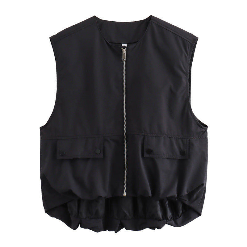 Dame utility vest med sidelommer og elastisk talje Stilla