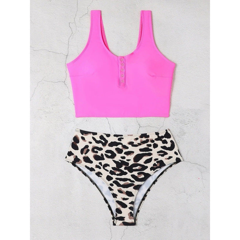 Dame bikini-sæt med moderigtig cropped top og højt skåret underdel Skovae