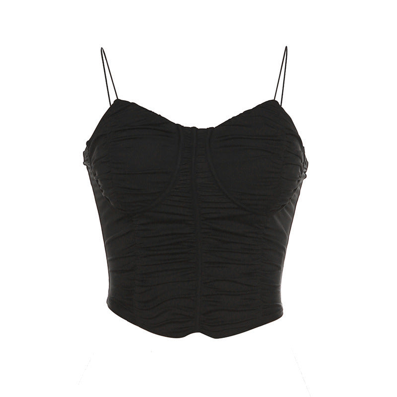Dame Bustier-top med rynket design og justerbare stropper Stilla
