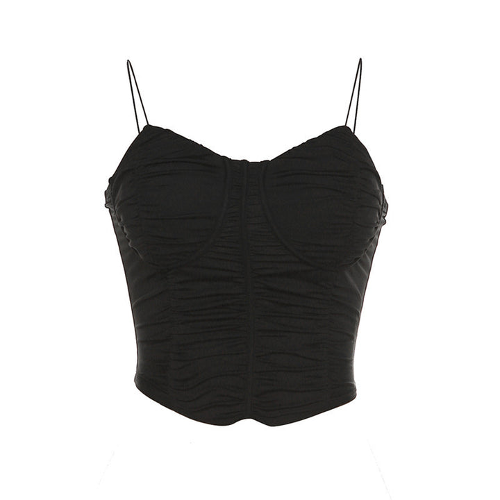 Dame Bustier-top med rynket design og justerbare stropper Stilla