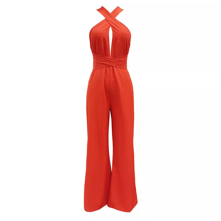 Dame jumpsuit med sexy cut-outs og elegant indpakningsdesign Stilla