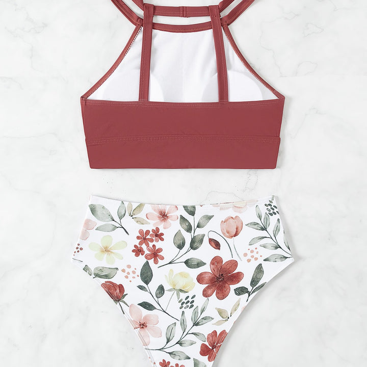Dame Sport-Bikini-Sæt med højt skåret trusse og racerback-top Stilla
