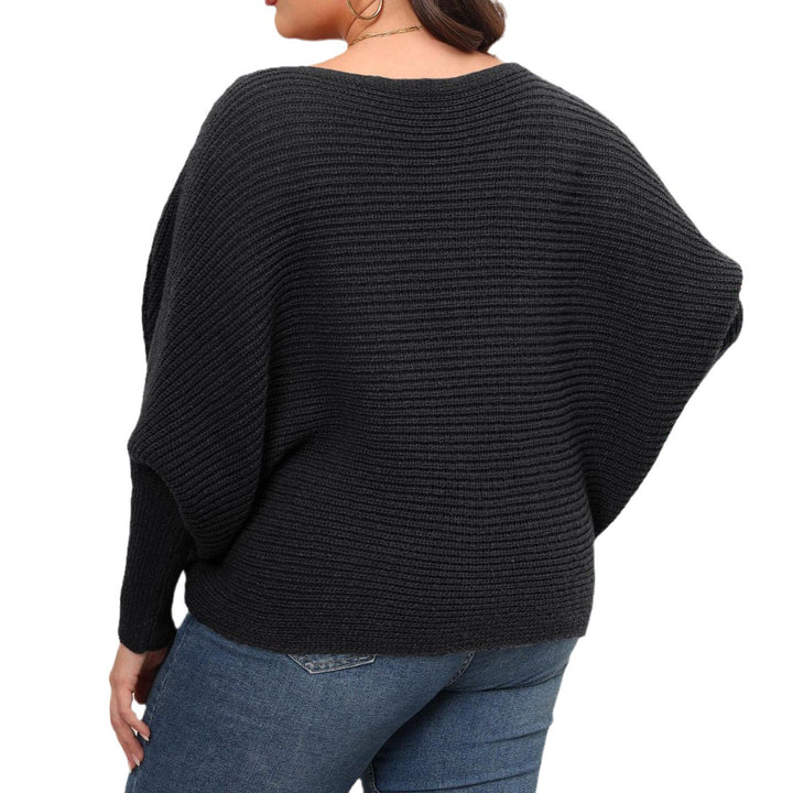 Dame løs strikpullover med asymmetrisk udskæring og vide ærmer Stilla