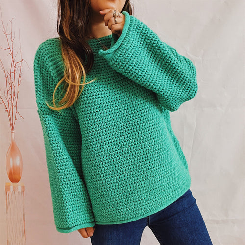 Damernes løse strikkede sweater med en bred skæring og moderne stækmønster Stilla