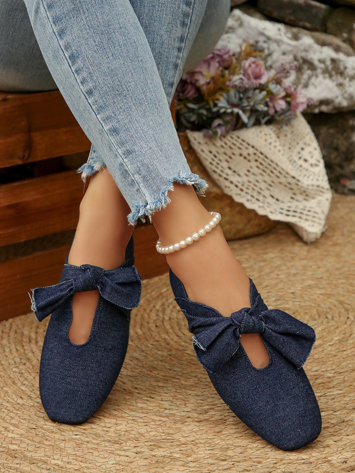 Dame Denim Ballerinas med Sløjfedetalje Stilla