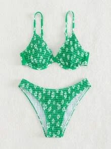 Dame Højskåret Bikini med polstret top og justerbare stropper Stilla