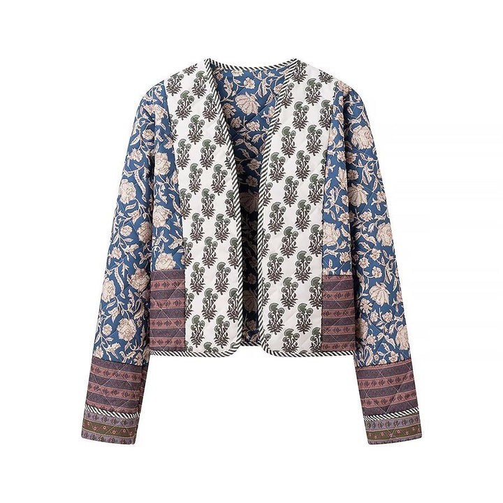 Dame patchwork-jakke med blomstrede mønstre og elegante detaljer Stilla
