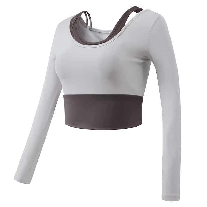 Dame Sporty Langærmet Crop-Top med moderigtigt design og tommelfingerhuller Stilla