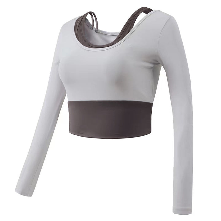Dame Sporty Langærmet Crop-Top med moderigtigt design og tommelfingerhuller Stilla