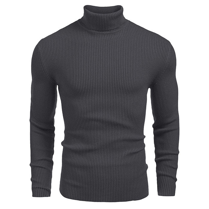 Herrer finstrikpullover med høj krave og ribstruktur Stilla