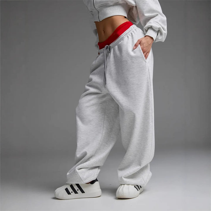 Kvinders trendy, løse joggingbukser med elastisk talje og justerbar snor